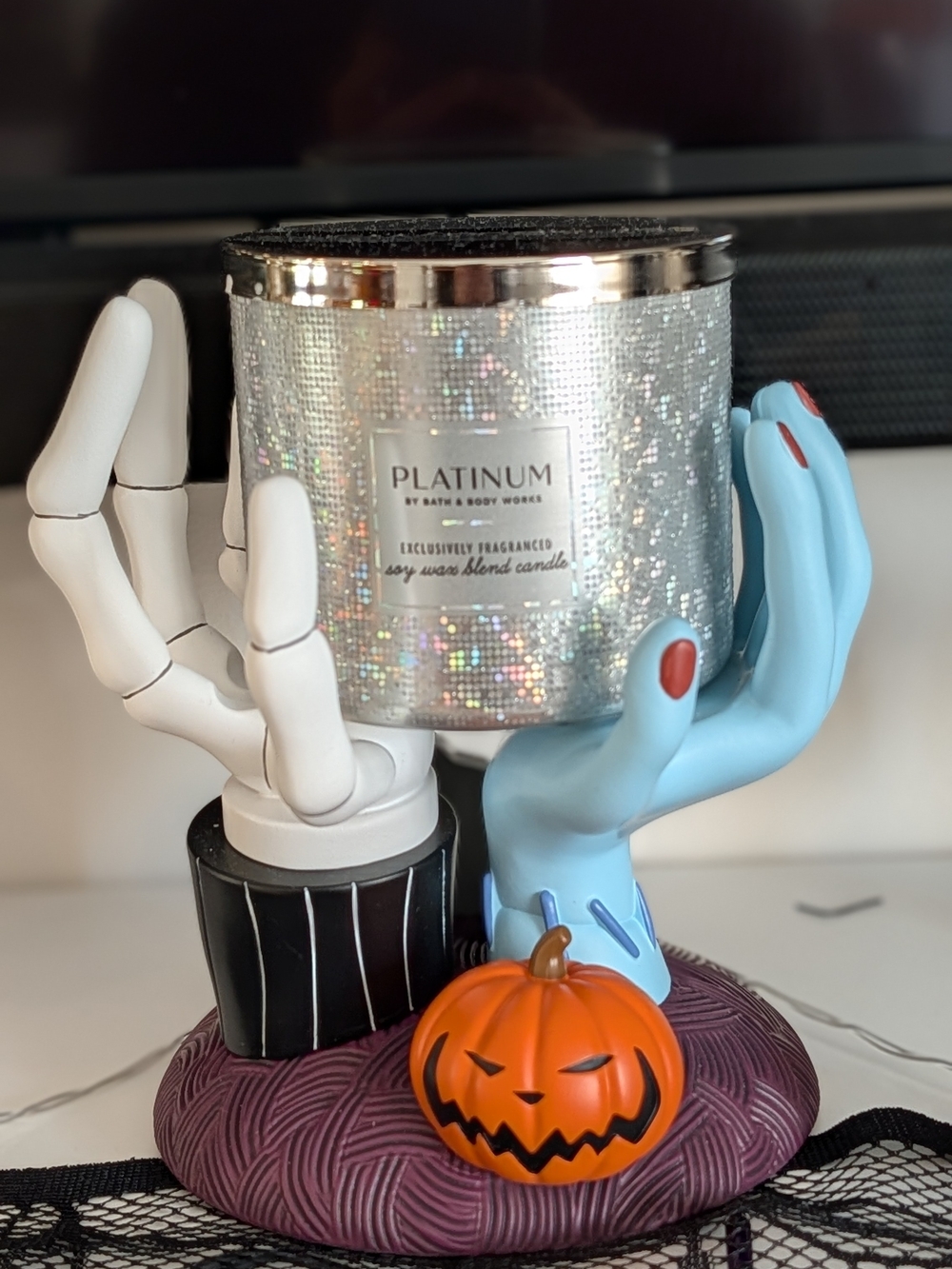 Bath Body Works *NEW* Nightmare Before Christmas Jack Sally Hands Candle Holder